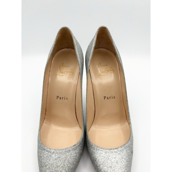 Christian Louboutin Sparkling Silver Heels - Picture 7 of 14